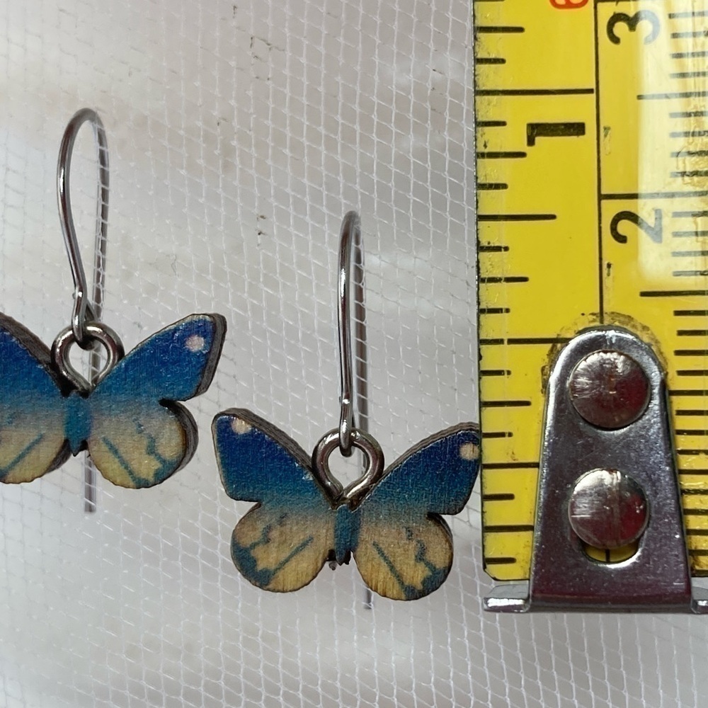 PETITE Wooden Butterfly Earrings - Picture 2 of 10